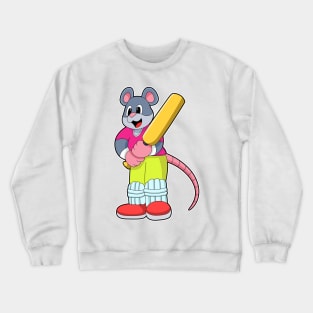 Mouse at Cricket with Cricket bat Crewneck Sweatshirt